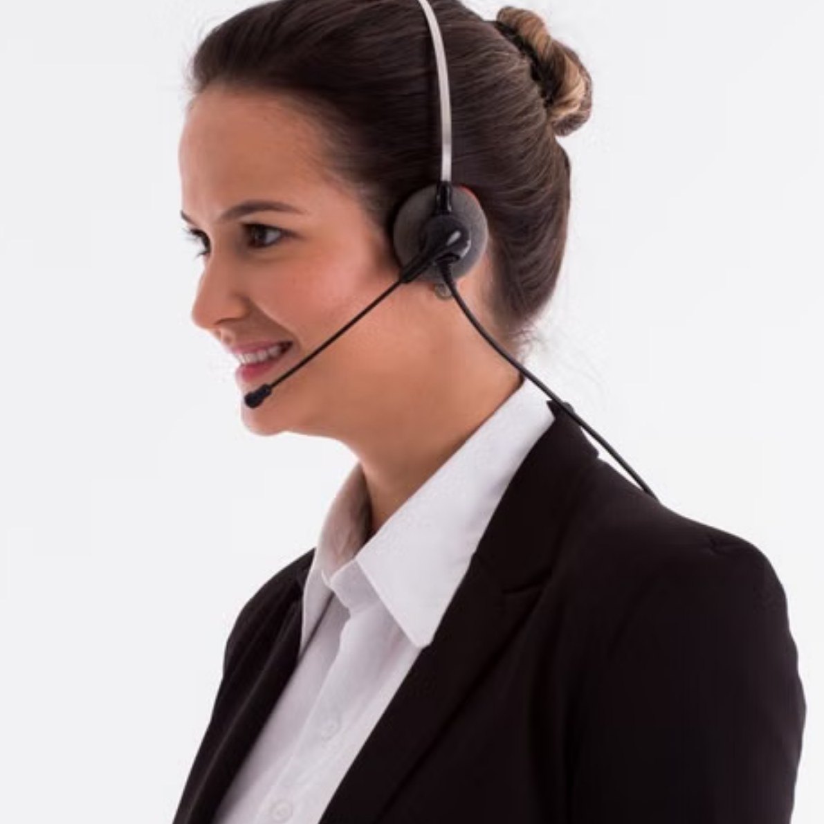 A client service adviser with a headset, ready to take your call